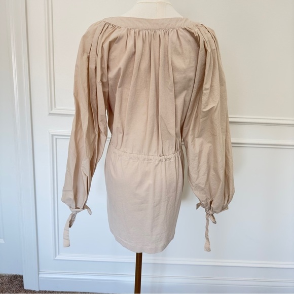 Zara Boho Cream Balloon Sleeves Buttons Mini Shirt Women's Dress Small - Picture 5 of 8